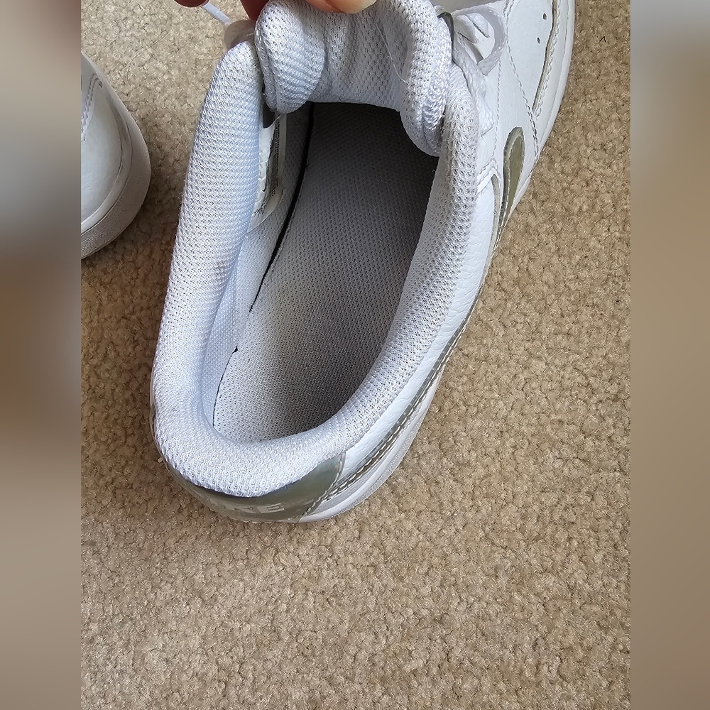 Nike Court Vision Low Metallic Silver White Sneakers Size 8 - Picture 5 of 7